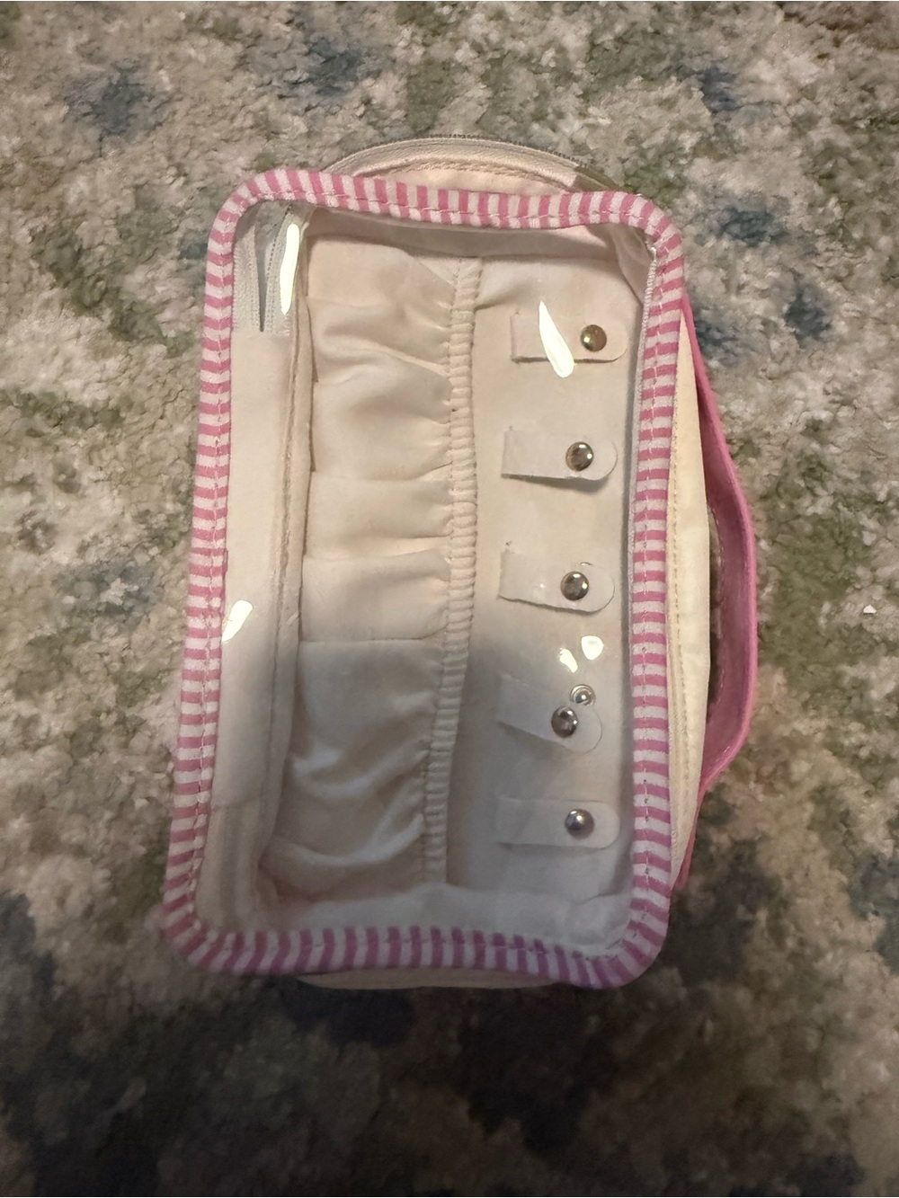 Pink Striped Jewelry Travel Case Bag